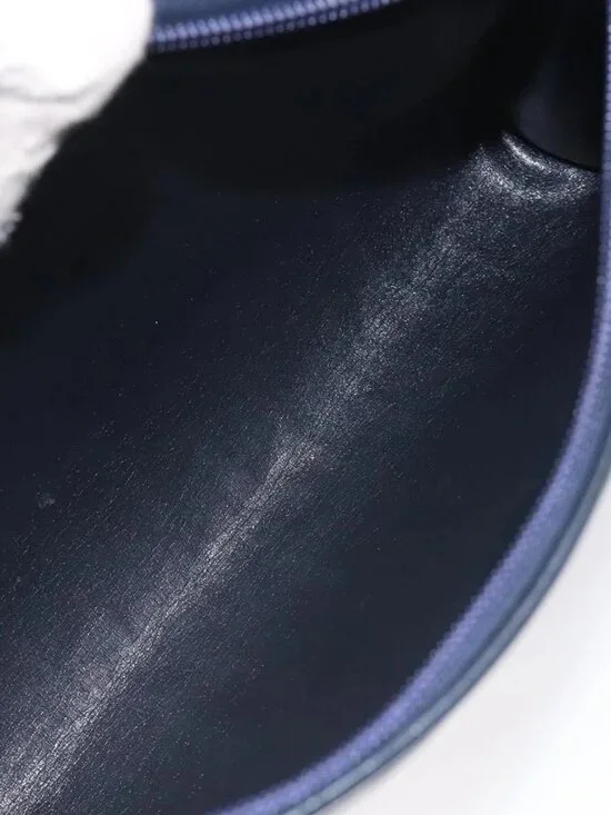 Christian Dior Trotter Canvas Shoulder Bag Navy Gold Auth BA3029 - Picture 12 of 16